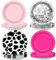 48Pcs Western Cowgirl Party Paper Plates for Cow Print Themed Party Supplies 7 Hot Pink Disco Ball Disposable Dessert Plates for Cowgirl Birthday Bachelorette 80s 90s Disco Shower Party Decorations