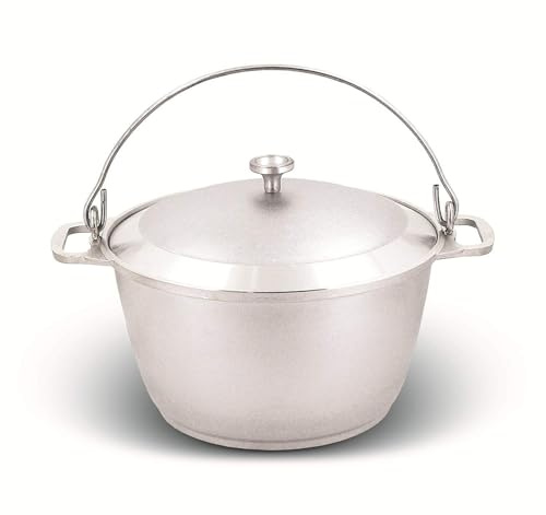 Großer ALU Koch-Topf Schmortopf mit Bügel Deckel Kasan Kazan 10 Liter für CAMPING Aluguss