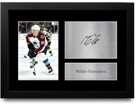 HWC Trading Mikko Rantanen Colorado Avalanche Geschenke Gedrucktes Signiertes Autogramm Foto für Eishockey Anhänger and Fans - A4 Gerahmt