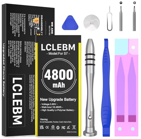 Batterie Li-ion polymère de rechange pour Samsung Galaxy S7, 4800 mAh, haute capacité, compatible avec Samsung Galaxy S7, compatible avec G930, G930V, G930A, G930T, G930P, avec kit d'outils de