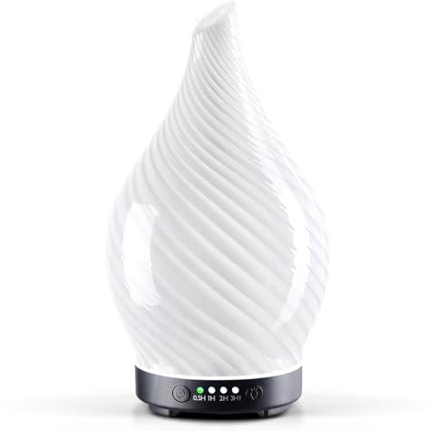 Porseme Essential Oil Diffuser Glass,150ml Scented Oil Diffuser Relaxing Aromatherapy, Quiet Ultrasonic Cool Mist Humidifier 6 Running Hours, Waterless Auto-off Scent Disperser For Home (Pure White)