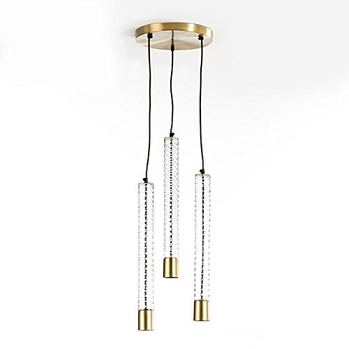 LAMPARA DE TECHO 26X5X50/135 (3 TUBOS) CRISTAL/METAL BRONCE