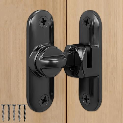 Verrou de porte coulissante, 90/180 Verrou Serrure de Porte, pour Portes Coulissantes, Granges, Salles de Bains, Fenêtres, Cuisines, Etc (Noir)