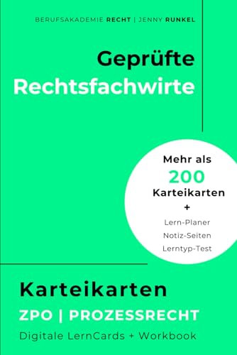 Karteikarten (digital) für Rechtsfachwirte ⚖️ ZPO: ✔️Mehr als 200 Karteikarten ✔️Zur Weiterbildung & Prüfungsvorbereitung ✔️EXKLUSIV für ... bei Fragen (Karteikarten für Rechtsfachwirte)