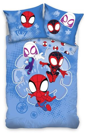 Carbotex Spidey Wendebettwäsche Set für Kinder, Jugendliche und Erwachsene 135x200/80x80cm SM2436412