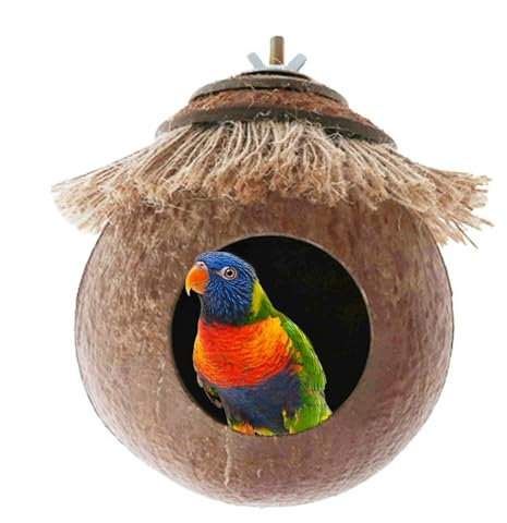 Nichoir d'oiseau pour animal de compagnie – Cachette naturelle pour oiseaux – Nid d'oiseau en paille pour éclosion | Décoration d'habitats de cabane pour perroquets, accessoires pour inséparables et