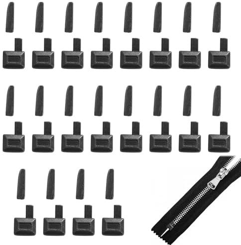 Reparation Fermeture Eclair, 20 Kit Reparation Fermeture Eclair Bouchon de Fermeture à Glissière en Métal Pièces de Kit Réparation Fermeture éclair pour Vestes Vêtements d'Extérieur Bricolage Pièces