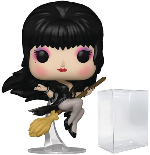 POP Horror Icons: Elvira on Broom - Mistress of The Dark Funko Vinyl Figure (Bundled with Compatible Box Protector Case) Multicolor 3.75 inches