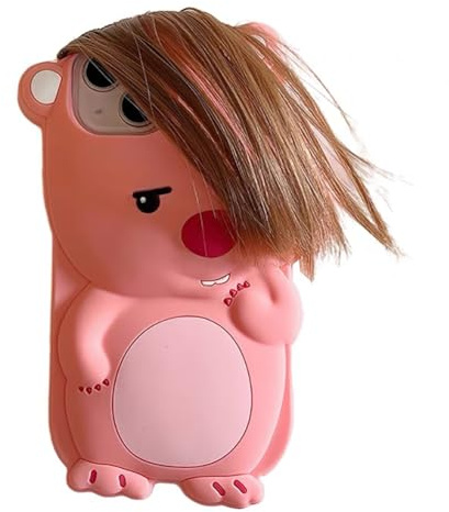 QoKcoahn Schutzhülle kompatibel mit iPhone 17 Pro Max, niedliches 3D-Kawaii-Design, lustig, hässlicher Biber, Cartoon-Hülle mit Schlüsselanhänger, weiches Silikon-Gel, Fallschutz, für Damen und
