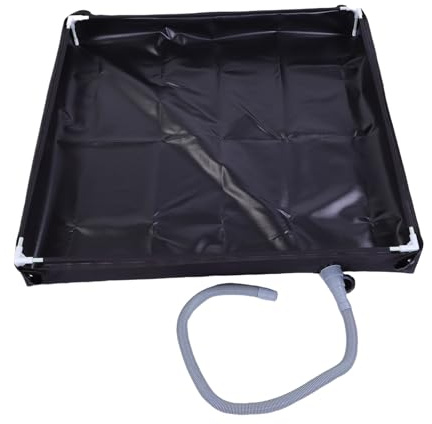 Fafeicy Portable Shower Tray, Foldable Shower Base with Drainage Pipe for Outdoor Camping RV Washing Machine Leakage (Black)
