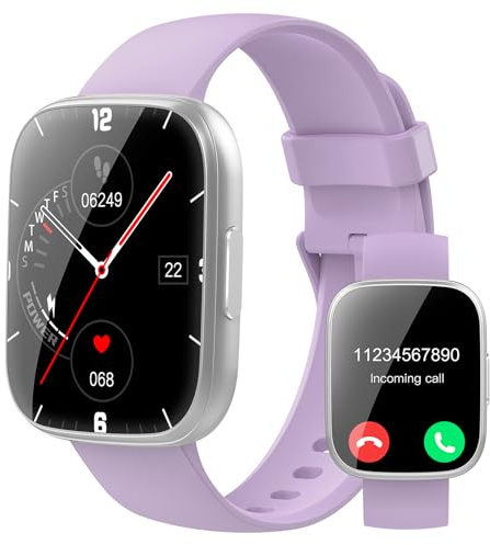 Puqo Reloj Inteligente Hombre Mujer, 2025 Smartwatch 1.95 Llamada Bluetooth, 112 Modos Deportivos, Pulsera Actividad con Monitor de Ritmo Sueño y Cardíaco, IP68 Smart Watch para Android iOS, Púrpura