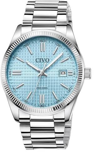 CIVO Herren Uhr Edelstahl Armbanduhr: Einfach Analog Business Herrenuhr mit Leuchtend Datum - Wasserdicht für Arbeit und Freizeit - Stylisch Geschenk für Männer