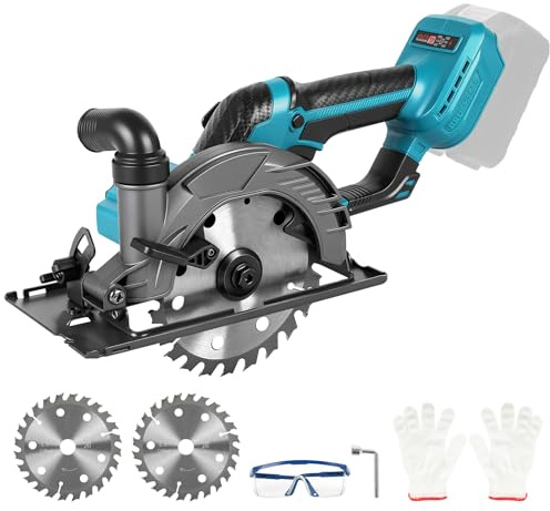 Scie circulaire sans fil 5,5 pour batterie Makita 18 V, mini scie circulaire manuelle sans balais avec 2 lames de scie, 1200 W, profondeur de coupe 63 mm, pour couper le carrelage et le bois (sans