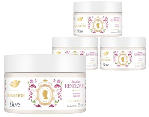 Dove Limited Edition Bridgerton Body Scrub, Raspberry Rendezvous Exfoliator 225ml, 4 Pack - Infused with 1/4 Moisturising Cream for Instant Soft & Smooth Skin