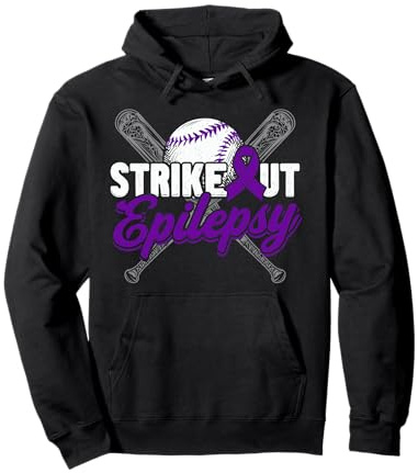 Strike out Epilepsy - Maglietta Viola per la consapevolezza del Baseball Felpa con Cappuccio