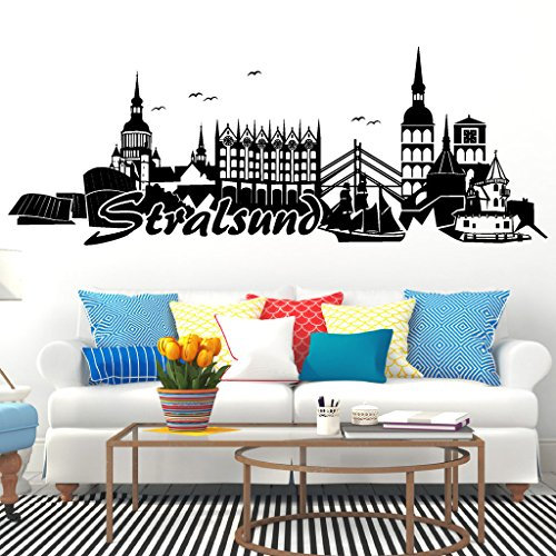 Wandtattoo Loft Skyline Stralsund / Hansestadt/Mecklenburg-Vorpommern/Wandtattoo/Wandaufkleber / 30 Farben / 2 Größen