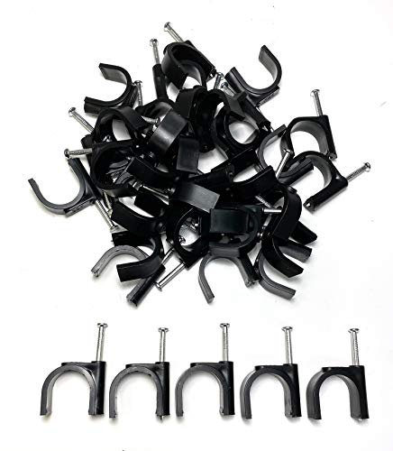 Kabelschellen Nagelschellen für Kabel 22mm, Schwarz 50 Stück