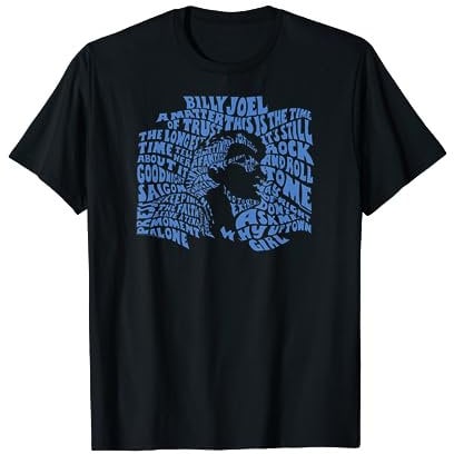 Billy Joel - Offizielles T-Shirt mit Songtitel in Blau, Klassisch geschnitten, Crew-Neck, Kurzarm, Unisex, S