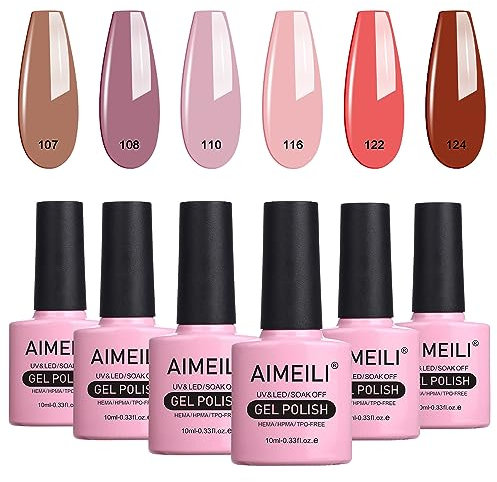 AIMEILI UV LED Gellack mehrfarbig ablösbarer Gel Nagellack Set Gel Nail Polish Kit - 6 x 10ml - Set Nummer 30