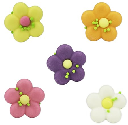 Zuckerdekoration Blumen sortiert, 150 Stück, ca. 24 mm, essbar | LEBKUCHEN WELT Aus Zucker gefertigt, einfach auflegen und dekorieren – Essbare Deko für Torten und Gebäck zu Ostern