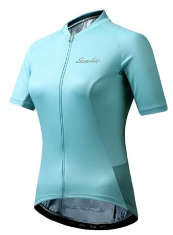 Santic Women's Cycling Jersey Short Sleeve Bike Jersey Full Zip Tight Tops 2020 Summer Turquoise, Turquoise, M