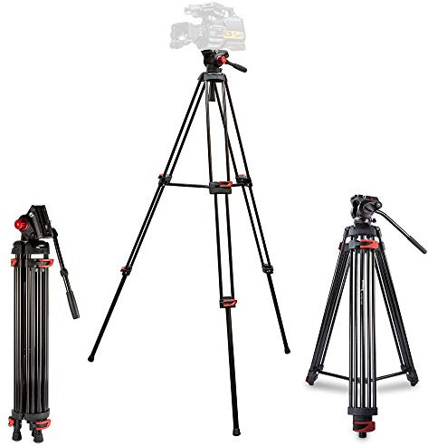 Ultimaxx 182,9 cm (72 Zoll), professionelles, robustes Aluminium-Stativ, 360° Schwenkflüssigkeitskopf, rutschfeste, hochfeste Beine, max. Traglast 7,7 kg, Camcorder und Kameras