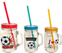 Jarras de Cristal FÚTBOL- Jarras Frases para Detalles Bodas y Comuniones, regalos para cumpleaños Niños Infantiles Colegios