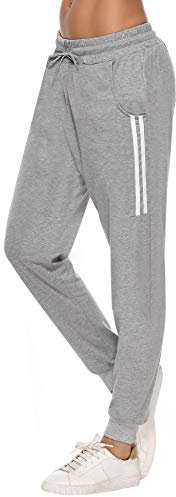Sykooria Pantaloni Sportivi Donna Pantalone Tuta Donna Cotone Pantaloni Jogger Leggeri con Coulisse Grigio L