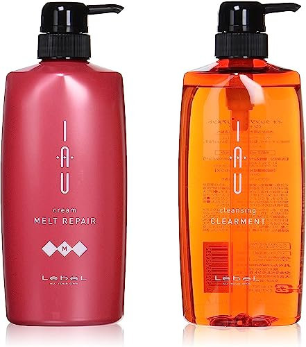 Lebel IAU Cleansing Clearment Hair Shampoo 600ml & Lebel IAU Cream Melt Repair Hair Treatment 600ml Set (Green Tea Set)