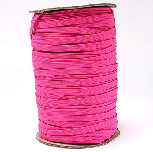 Urhome 6mm flaches Gummiband zum Nähen von DIY Schmuck Kleidung Nähzubehör | elastisches Wäschegummi Gummilitze mit hohe Elastizität | Schnur Pink in 20 Meter Länge