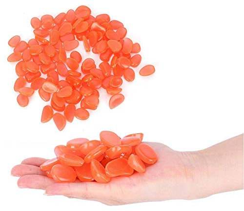 Fdit 100 Stück Leuchtstein Fluoreszierende Luminous Red Stones Garden Garten Hof Indoor Outdoor Aquarium Landschaft Dekoration(Pfirsichrot)