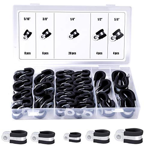 Kabelklemme Gummi Rohrschellen Schlauchschellen Rohrschelle P Clips Sortiment Kit Verzinkte 6/8/9/13/16 mm 5 Größen 42 Stück