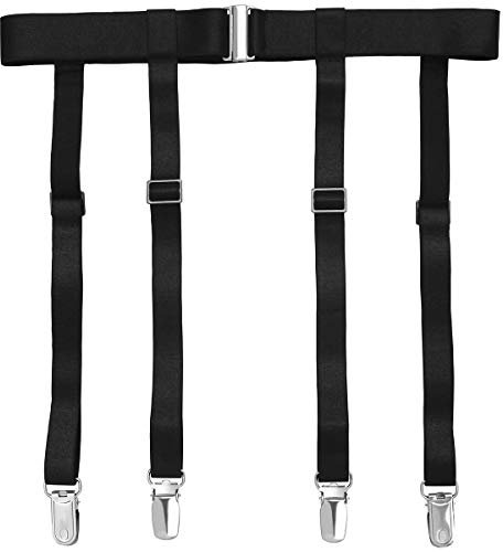 GARGALA Strumpfband-Gürtel für Damen, Einfachheit, sexy Strümpfe, Strumpfhalter für Strüpfe mit 6 Metallclips, Black 4-strap With Suspender Clips, Einheitsgröße