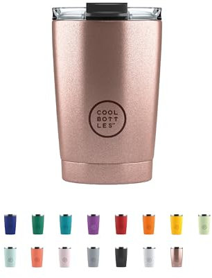 Cool Bottles - Tumbler - Bicchiere Termico in Acciaio Inossidabile - 330 ml - Metallic Rose - Tazza da Caffè - Coperchio Ermetico - Bevande Fredde 10 ore e Calde 5 ore - Finitura Antimacchia