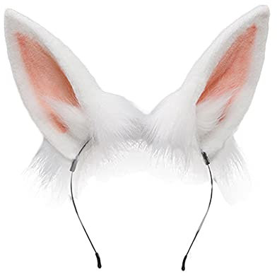 Handgemachte Hasenohren Stirnband Flexible Tierohren Haarreifen Plüsch Verkleidung Cosplay Kostüm Haarschmuck (weiß)