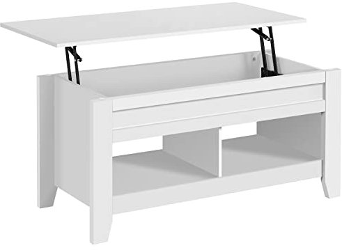 Yaheetech Tavolino da Caffè Sollevabile Tavolo Basso da Soggiorno Tavolino con Ripiano Elevabile da Salotto 104,5 x 49,5 x 49-62 cm Tavolino da Divano Portaoggetti Spazioso Bianco