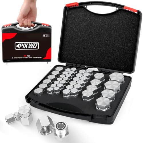 Pikwo 72-teiliges ORFS Kappe und Stopfen-Set, Schlauchrohr und Rohrverschraubung, verzinkter 45# Stahl mit Präzisionsgewinde, Armaturenbrettgrößen 04 06 08 10 12 16