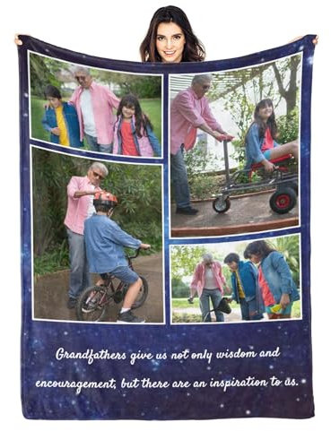 LZXSXZ Personalisierte Decken für Papa, Opa, Individuelle Decke mit Fotos, Text, Personalisierte Geburtstagsgeschenke für ihn, Personalisierte Foto-Fleecedecke für Sofa, Schlafzimmer, Wohnzimmer