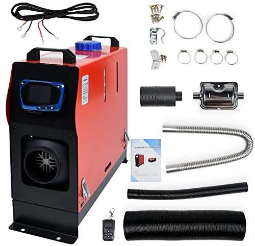 NAIZY Dieselheizung 12V Standheizung Diesel Lufterhitzer 8KW Air Diesel Heizung mit LCD-Bildschirm & Fernbedienung & Griffschalter Luft Dieselheizung für Auto LKW Wohnmobil Bus (Typ A, Schwarz+Rot)