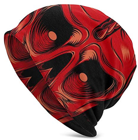 Roter Totenkopf für Punk Rock Beanie Mütze für Männer und Frauen Winter Warme Mützen