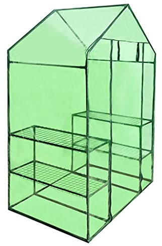 HOMIUSE Serre avec 4 Etagères 120x80x190 cm Vert Serre de Jardin Exterieur Protége Culture de Plantes Serre Potager dans la Cour, Le Balcon, la Terrasse PVC Facile à Assembler