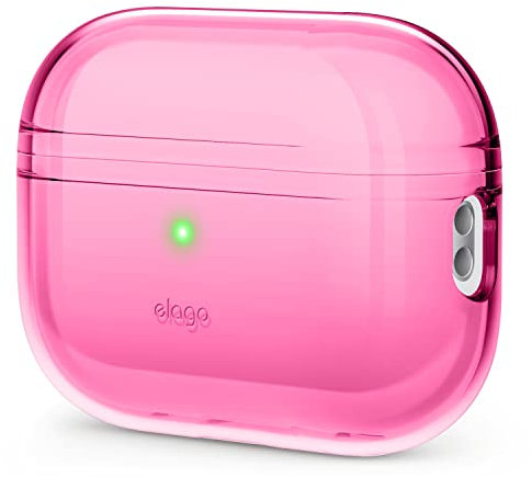 elago Funda Transparente Compatible con Apple AirPods Pro 2ª Generación - Case Protector, A Prueba de Golpes, Cinta de Gel Incluida, Carga Inalámbrica, Menor amarilleamiento (Neon Rosa Caliente)