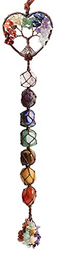 7 Chakras Healing Crystals, Natural Gemstones Spiritual Gifts for Women Polished Tumbled Stones Positive Energy Spiritual Meditation Hanging Ornament/Window Ornament/Feng Shui (Healing Crystals-02)