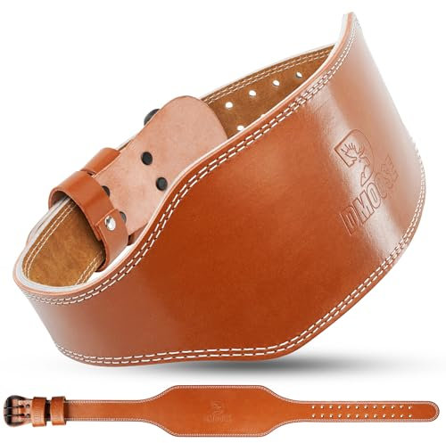 DMoose Leder-Hebegürtel – Kniebeugen- und Hebegürtel für Herren – 7 mm gepolsterte Lendenwirbelstütze – echtes Leder, verstellbar, bequem, Cinturon Para, Fitnessstudio, Hombre 15,2 cm, Braun, Größe S