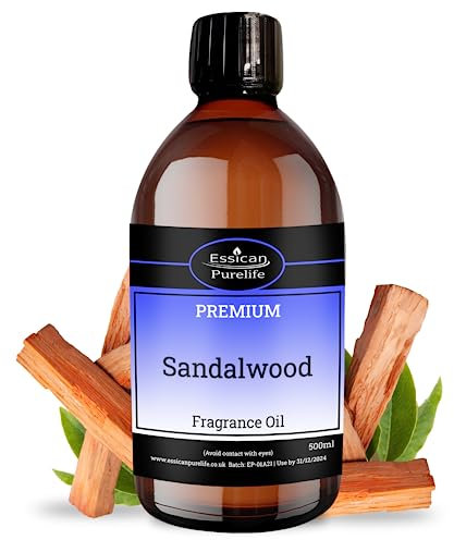 Sandalwood Fragrance Oil 500ml, for Candle Making, Bath Bombs, Soap Making, Fragrance Oil for Wax Melts, Aromatherapy Diffuser Oils Fragrance, Perfume Oil, Scented Oils for Burners - Vegan & UK Made