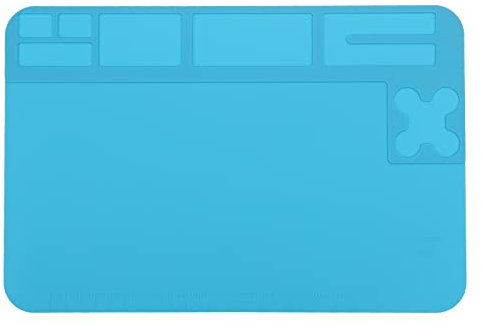 sourcing map Large 30x20cm ESD Silicone Soldering Mat Heat Insulation 932°F Anti Static Electronic Repair Work Mat for Solder Iron Station Workbench Blue