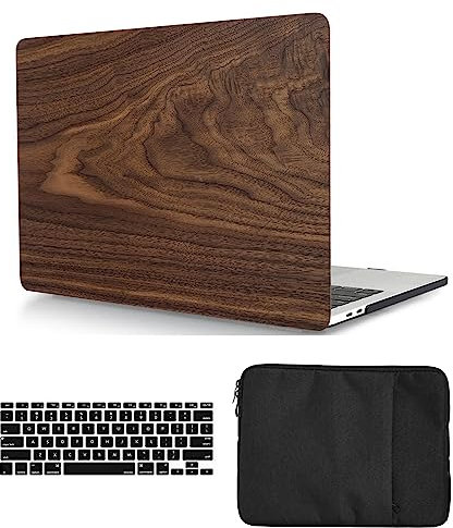 Hülle Kompatibel mit Neues MacBook Pro 13 Zoll 2020 2019 2018 2017 2016 A1706 A1708 A1989 A2159 A2251 A2289 A2338 M1, Plastik Hartschale Snap Case & Tastaturabdeckung & Tasche, Holz