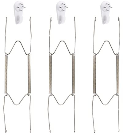 sourcing map Colgador de Placas 3uds, Perchas Invisibles para Placas de Pared de Acero Inoxidable de 12 con 3 Ganchos de Pared para Platos Decorativos, Tono Plateado
