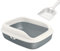 Large Cat Litter Tray Box, Plastic Open Cat Litter Box with Raised Rims and Detachable Rim, Litter Tray with Free Scoop, 57.5 x 44 x 19 cm