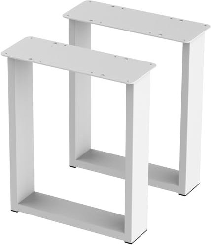 BK Styl 2 Stück Tischbeine aus Metall U-Form | Tischgestell aus 80x20mm Profilen | Tischkufen Tischfüße Möbelbeine für Schreibtische & Esstische I Stahl Pulverbeschichtet (350x420mm White)